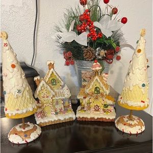 TWO GINGERBREAD HOUSES WITH TWO CANDYTREES.Come smoke free home.
